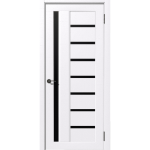 Дверь межкомнатная Дубрава Сибирь Рада Вертикаль Ясень белый, стекло черное